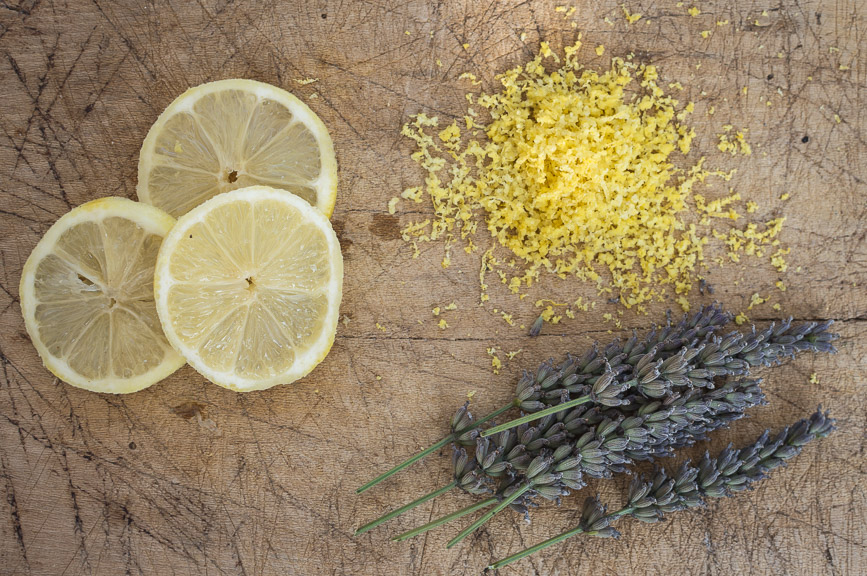lavender lemon zest and flowers