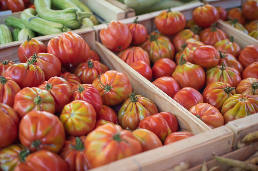 zucchini blossoms tomatoes market
